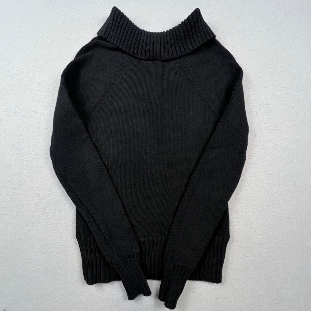 Banana Republic V-Neck Sweater Womens Small Black Ribbed Shawl Knit Pullover